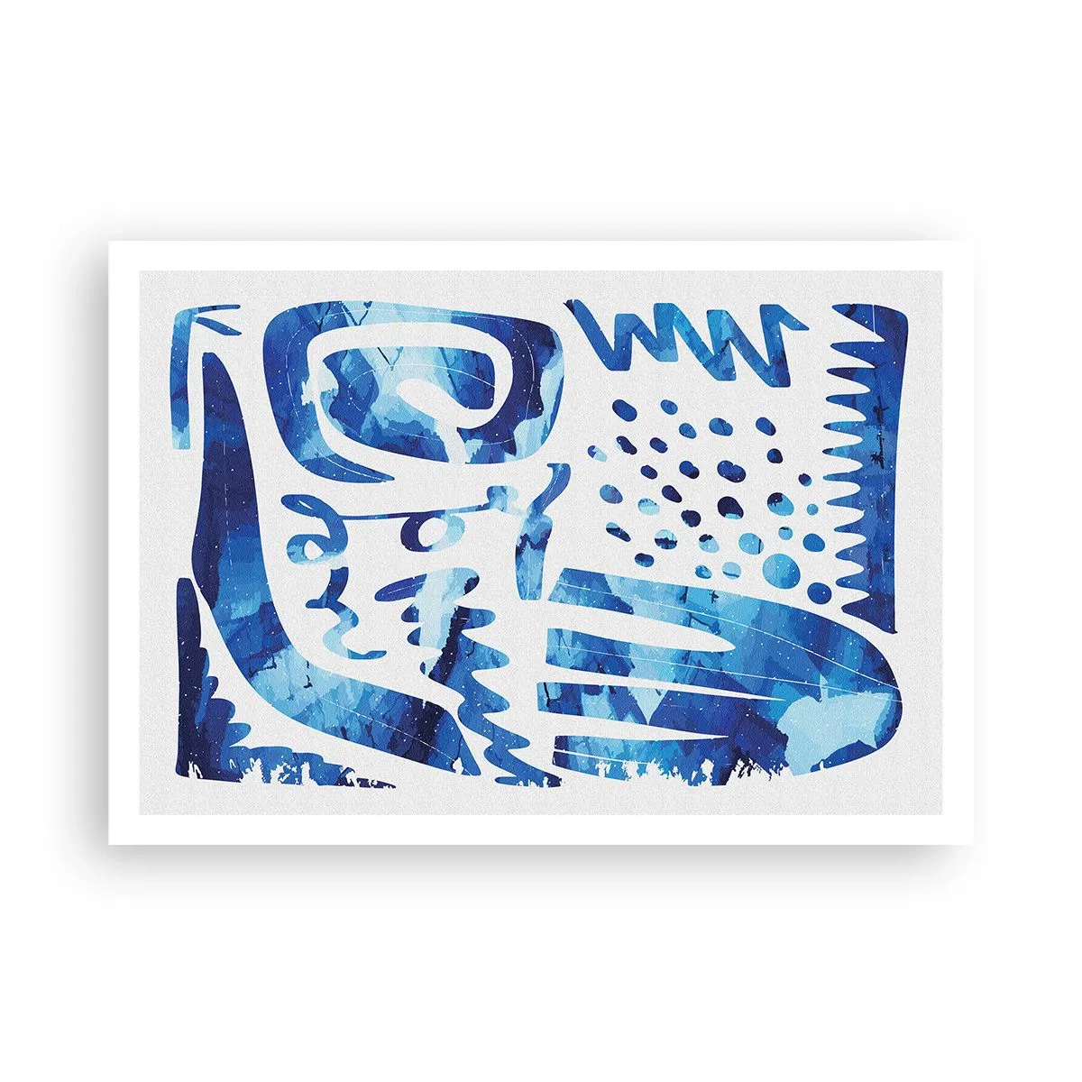 Affiche - Poster - Motif abstrait dans les tons de bleu - 100x70cm - Retour aux racines - Décoration murale moderne pour le salon et la chambre ARTTOR