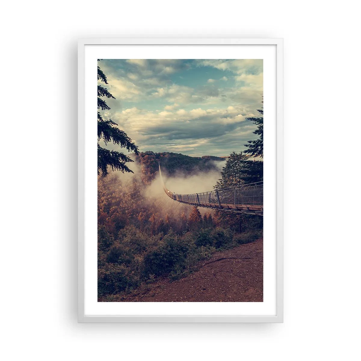 Affiche dans un cadre blanc - Poster - Au-dessus de la forêt d'automne - 50x70 cm