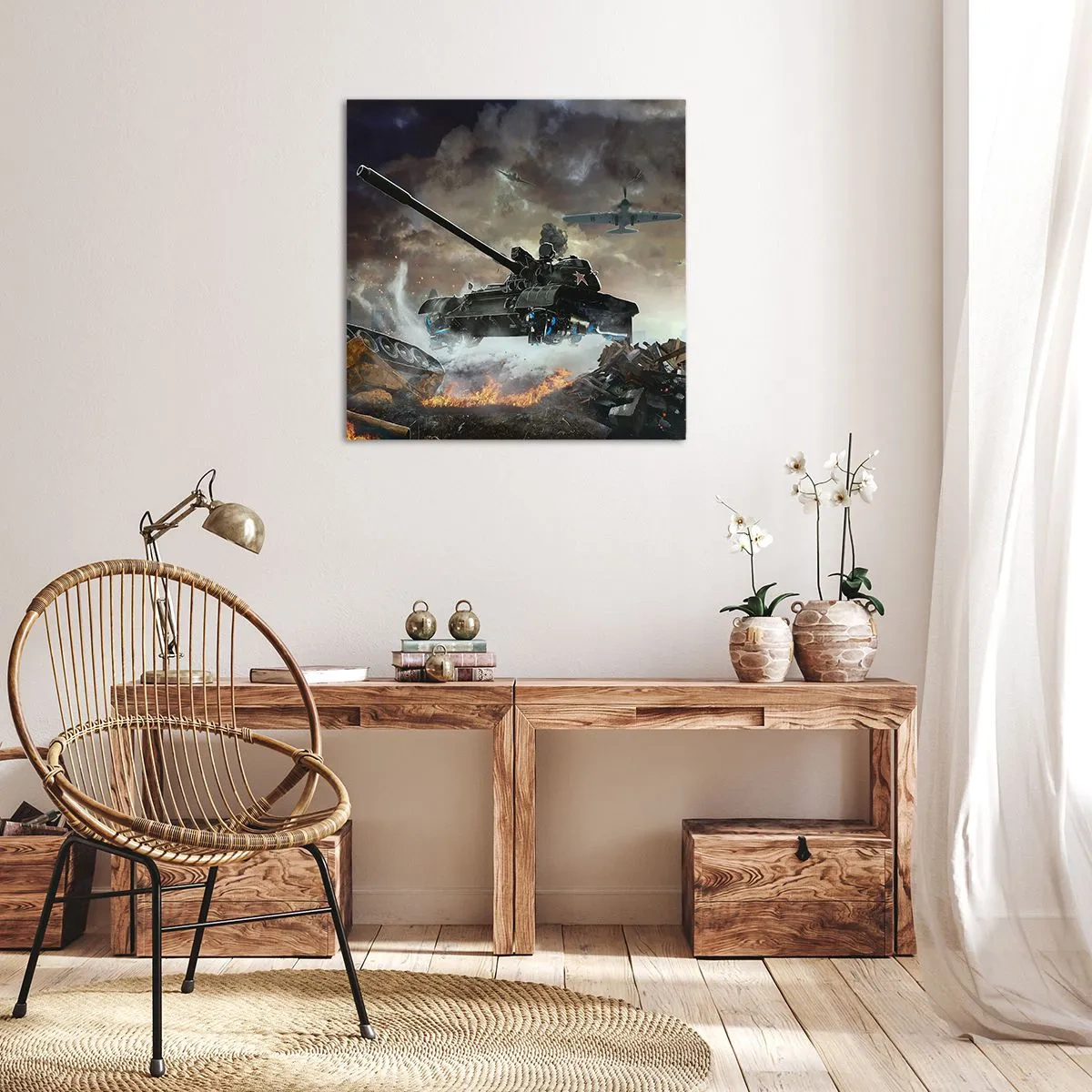 Impression sur toile - Image sur toile - La bataille est terrible et belle - 70x70 cm