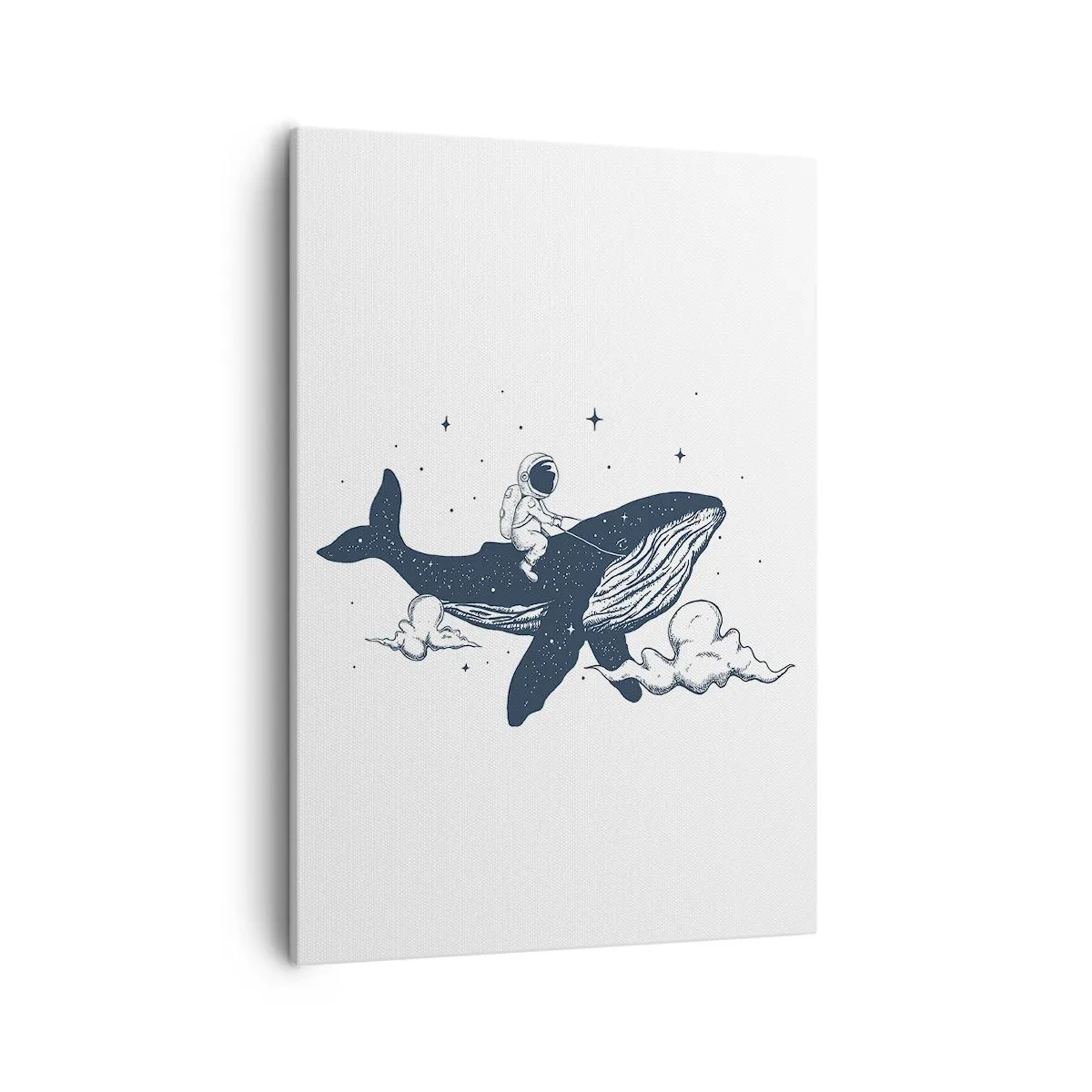 Impression sur toile - Image sur toile - Astronaute sur une baleine flottant dans l'espace - 50x70cm - Aventure spatiale - Décoration murale moderne pour le salon et la chambre ARTTOR