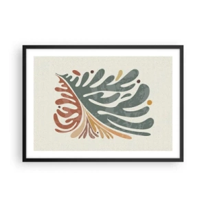 Affiche dans un cadre noir - Poster - Feuille abstraite colorée sur fond clair - 70x50cm - Feuille multicolore - Décoration murale moderne pour le salon et la chambre ARTTOR