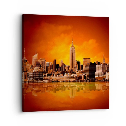 Impression sur toile - Image sur toile - Panorama de grande ville en jaune et bronze - 30x30 cm
