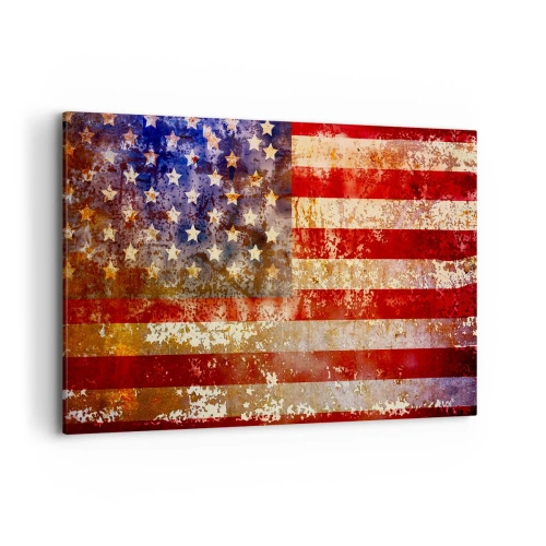 Impression sur toile - Image sur toile - Drapeau américain stylisé avec un effet vieilli - 120x80cm - La gloire ne s'efface pas - Décoration murale moderne pour le salon et la chambre ARTTOR