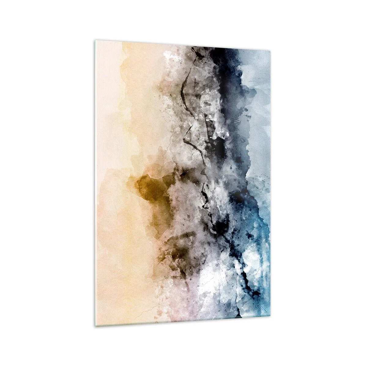 Impression sur verre - Image sur verre - Paysage abstrait avec brouillard et couleurs subtiles - 70x100cm - Noyé dans un nuage de brouillard - Décoration murale moderne pour le salon et la chambre ARTTOR