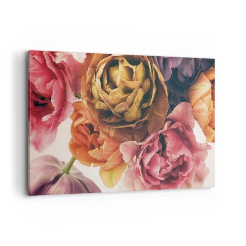 Impression sur toile - Image sur toile - Un bouquet de fleurs variées aux couleurs intenses - 120x80cm - La fête de la vie - Décoration murale moderne pour le salon et la chambre ARTTOR