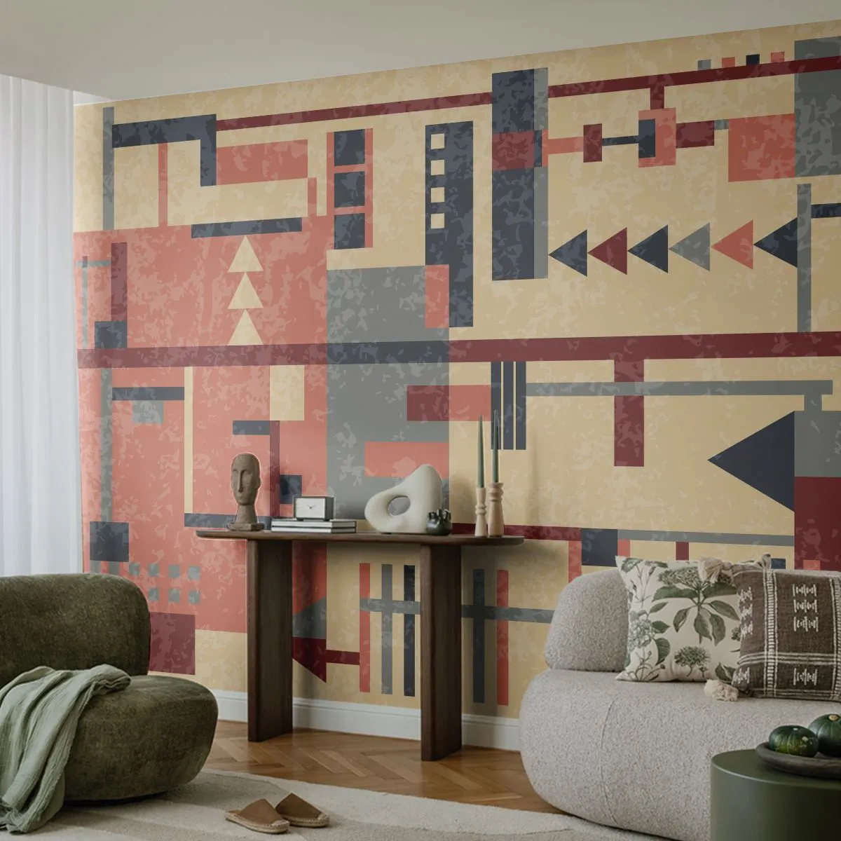 Papier Peint Photo Premium Canvas - Une combinaison de verticaux et d'horizontaux - Abstraction, Morceau, Modèle moderne - 200x140 cm