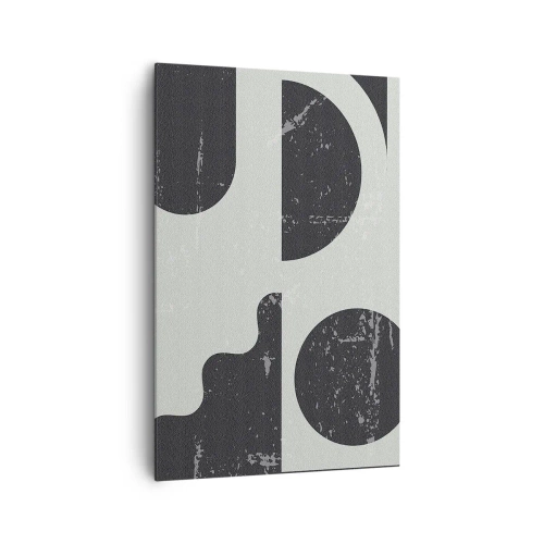 Impression sur toile - Image sur toile - Motifs géométriques dans les tons de noir et de gris - 80x120cm - Composition dessus et dessous - Décoration murale moderne pour le salon et la chambre ARTTOR