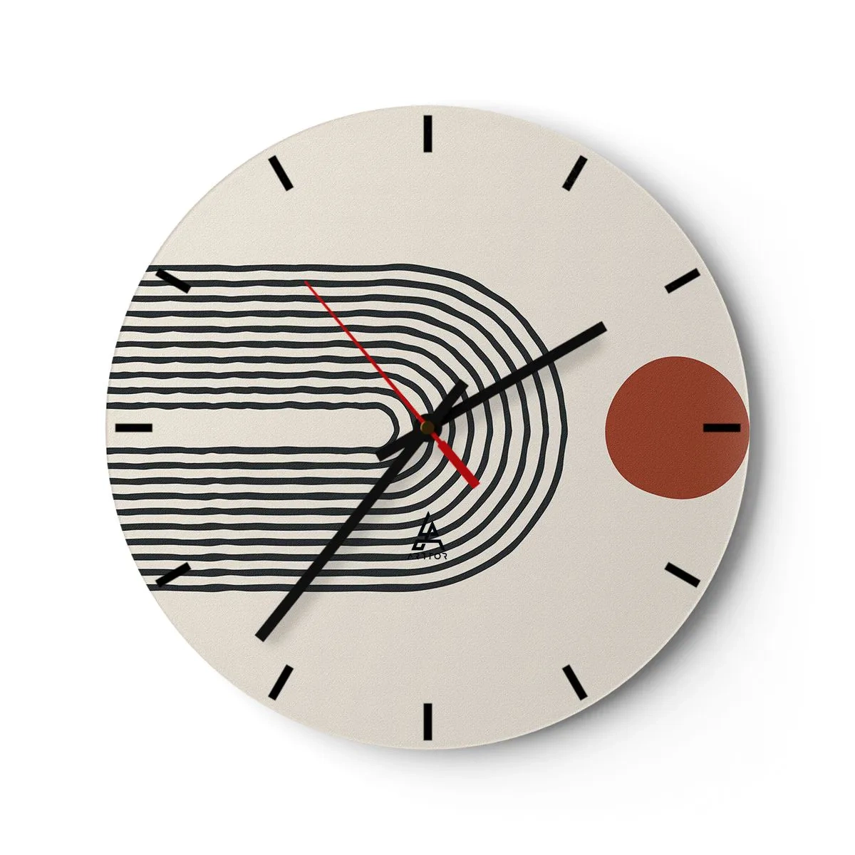 Horloge murale - Pendule murale - Abstraction géométrique avec des rayures et des blocs de couleur sur un fond clair - 30x30cm - Le magnétisme des formes et des couleurs - Décoration murale moderne pour le salon, la cuisine et la chambre ARTTOR