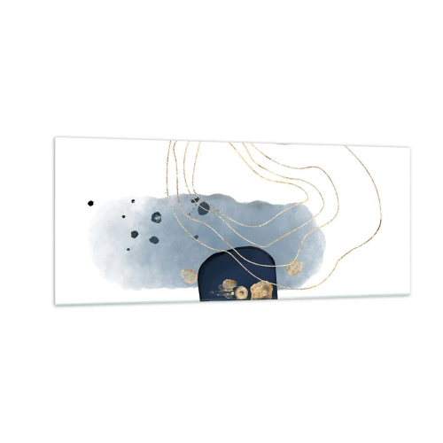 Impression sur verre - Image sur verre - Fantaisie bleu et or - 100x40 cm