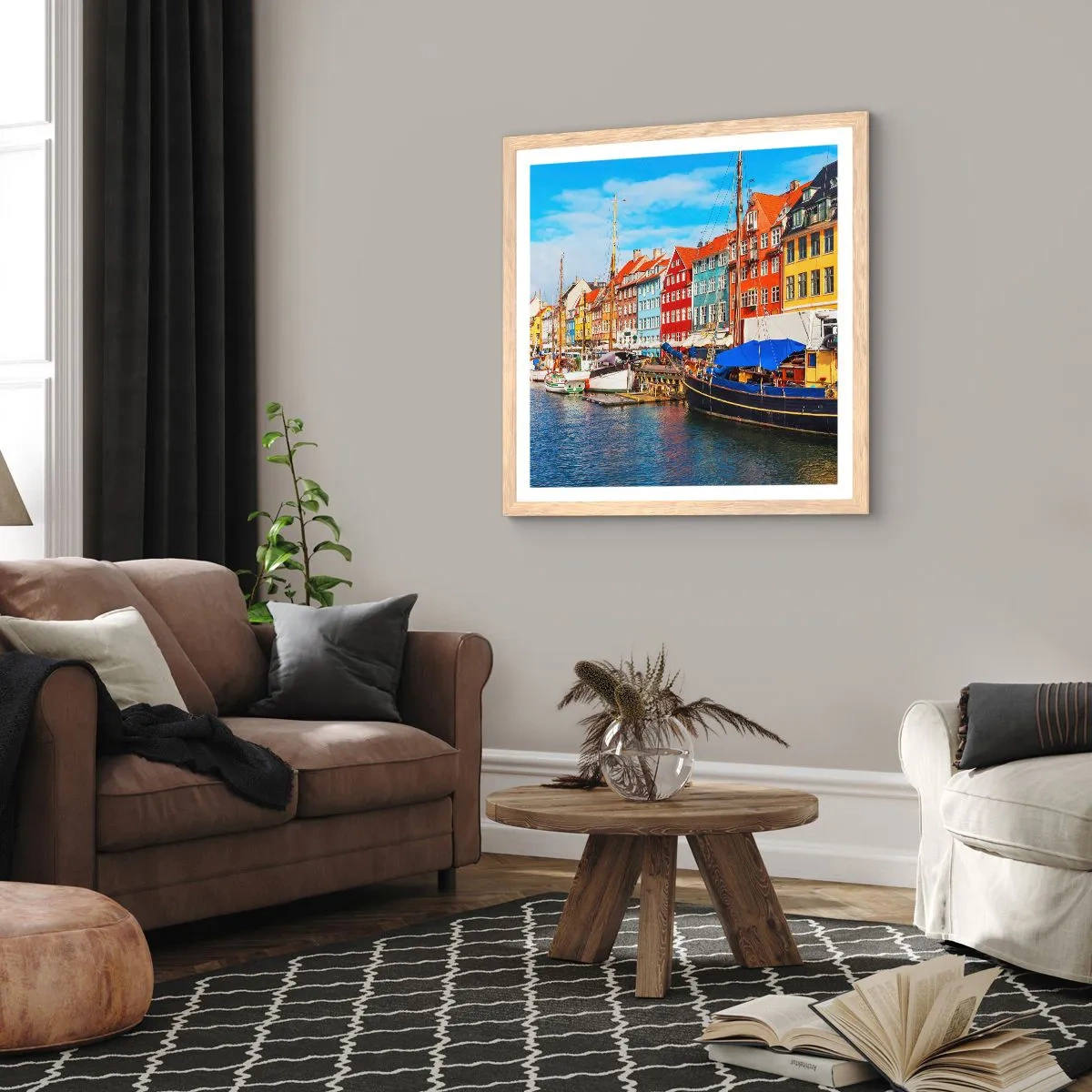 Affiche dans un chêne clair - Poster - Quai joyeux - 30x30 cm