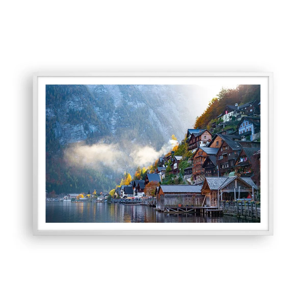 Affiche dans un cadre blanc - Poster - Ambiance alpine - 91x61 cm