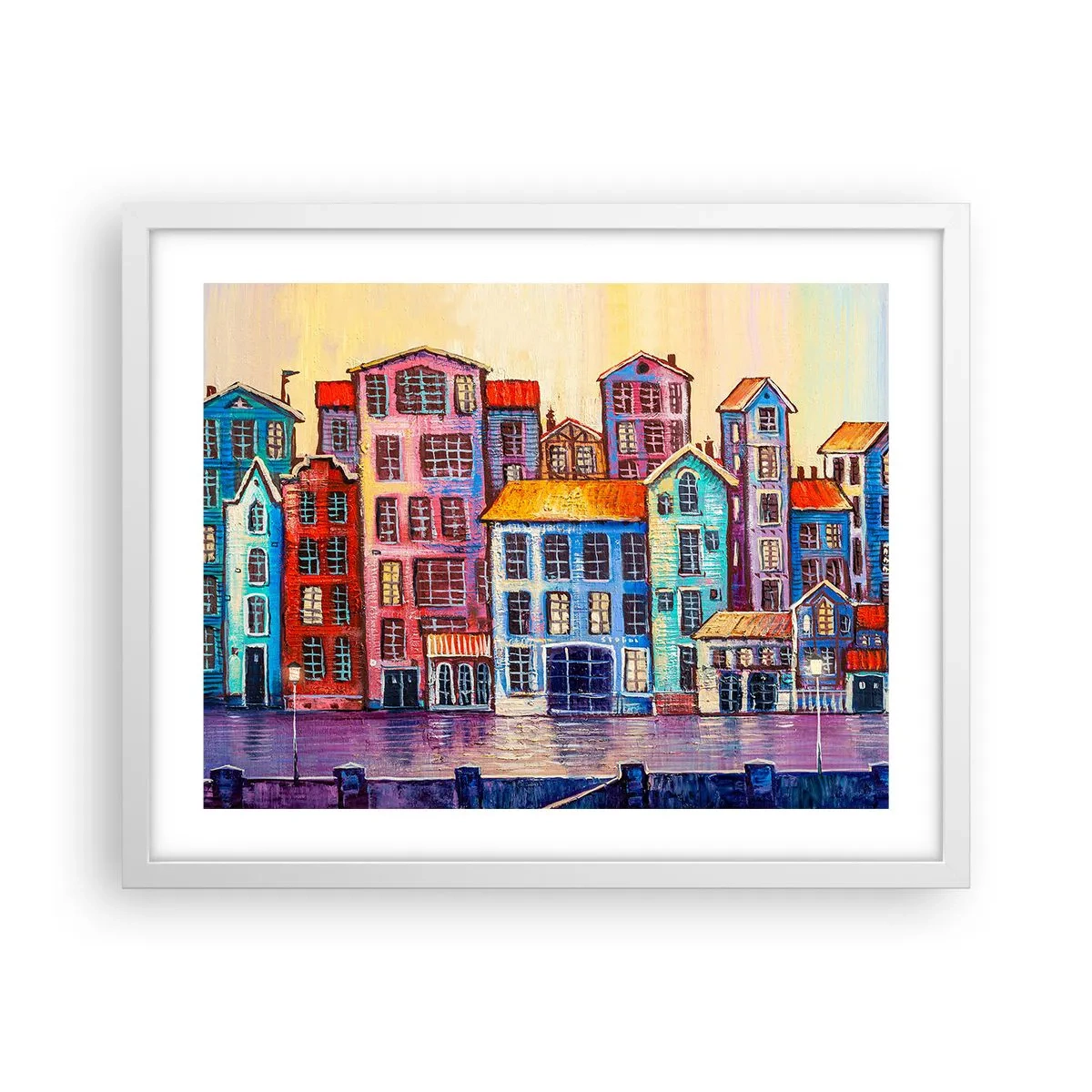 Affiche dans un cadre blanc - Poster - Une ville comme dans un conte de fées - 50x40 cm