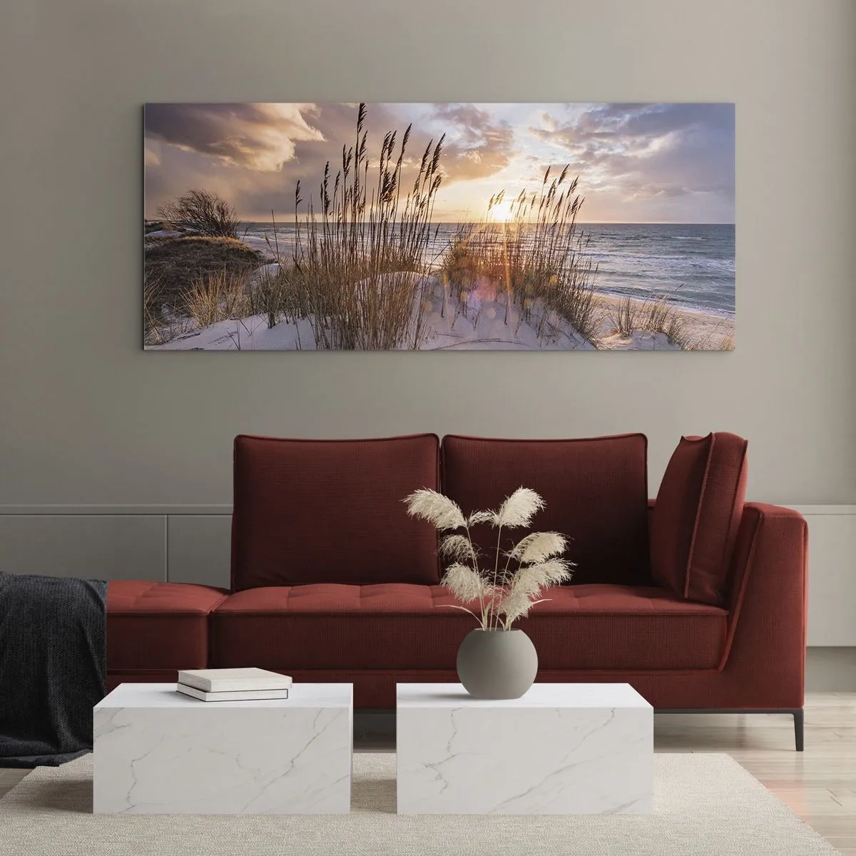 Impression sur verre - Image sur verre - Salutations du soleil et du vent - 90x30 cm