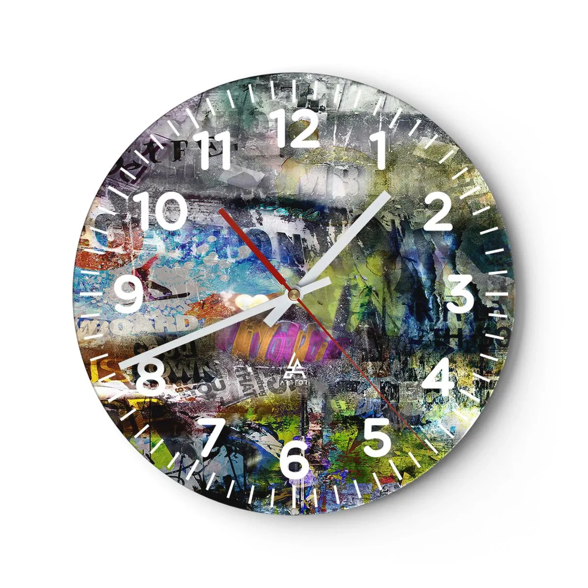 Horloge murale - Pendule murale - Collage de souvenirs - 30x30 cm