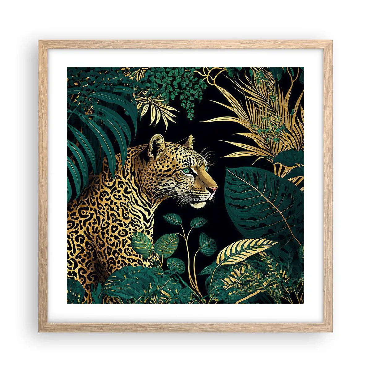 Affiche dans un chêne clair - Poster - Un hôte dans la jungle - 50x50 cm
