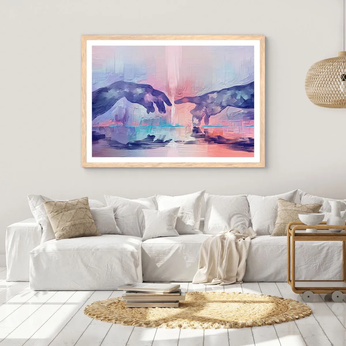 Affiche dans un chêne clair - Poster - Divine étincelle de vie - 100x70 cm