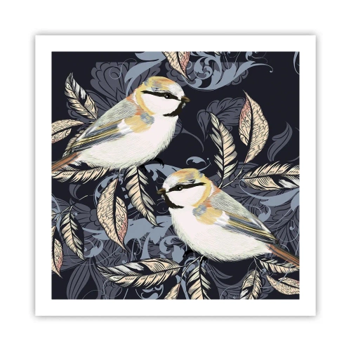 Affiche - Poster - Babillement jaune et bleu - 60x60 cm