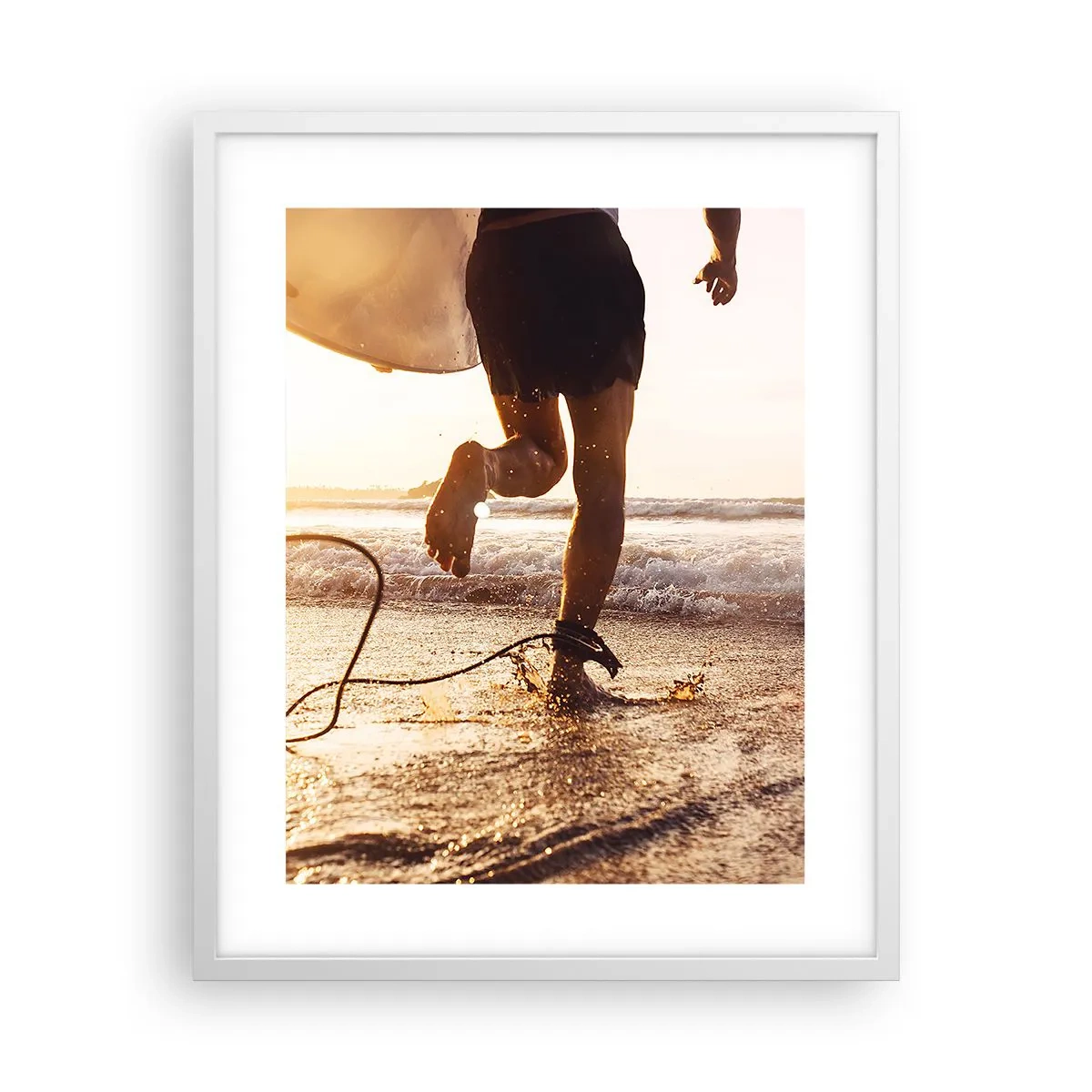 Affiche dans un cadre blanc - Poster - A la rencontre des vagues - 40x50 cm