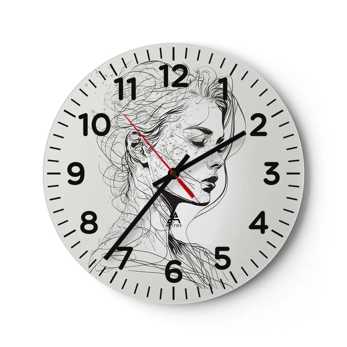 Horloge murale - Pendule murale - Portrait en pensée - 30x30 cm