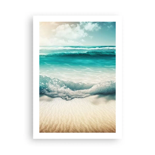 Affiche - Poster - Des vagues turquoises s'écrasant sur le sable doré de la plage - 50x70cm - La paix de l'océan - Décoration murale moderne pour le salon et la chambre ARTTOR