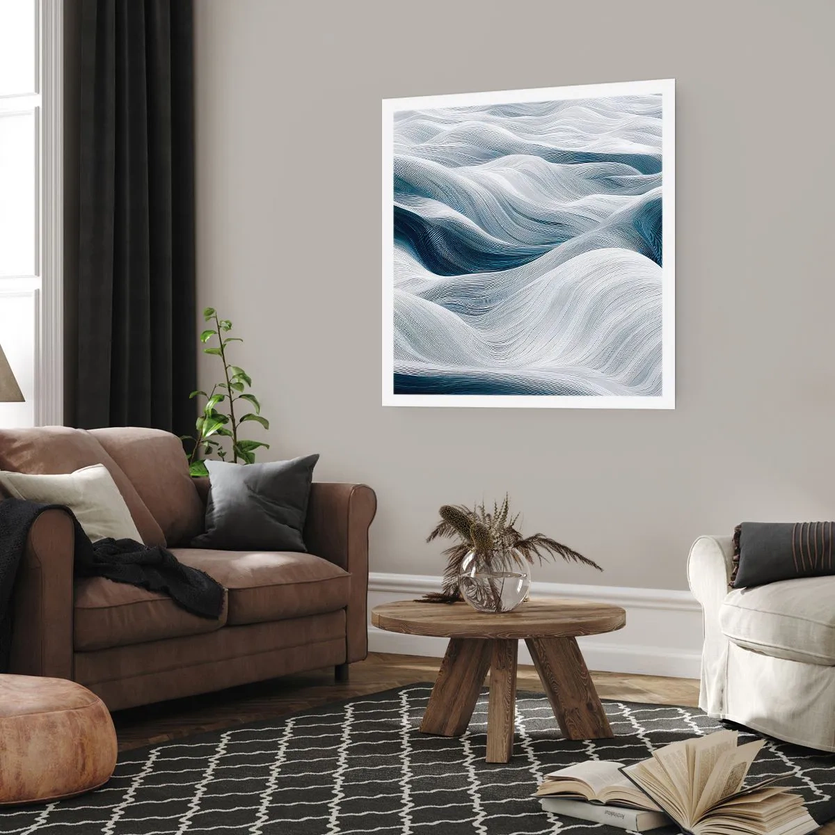 Affiche - Poster - Vagues blanches et bleues - 60x60 cm