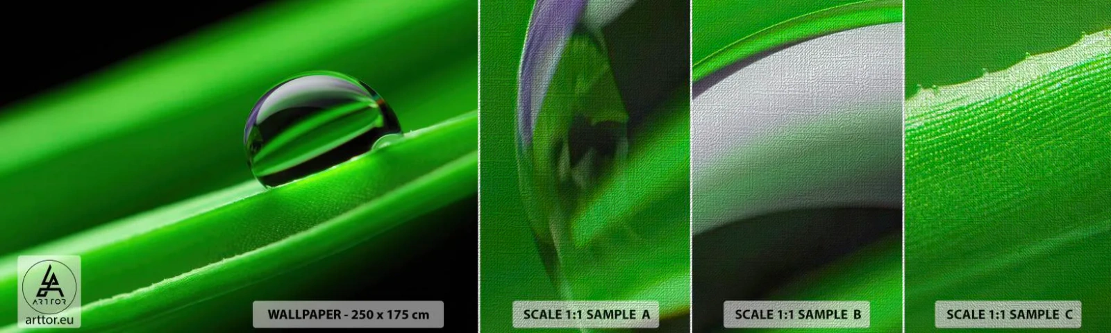 Échantillon de Papier Peint Premium Canvas - La vie de près - Abstraction, Graphique, Une goutte d'eau - 100x30 cm