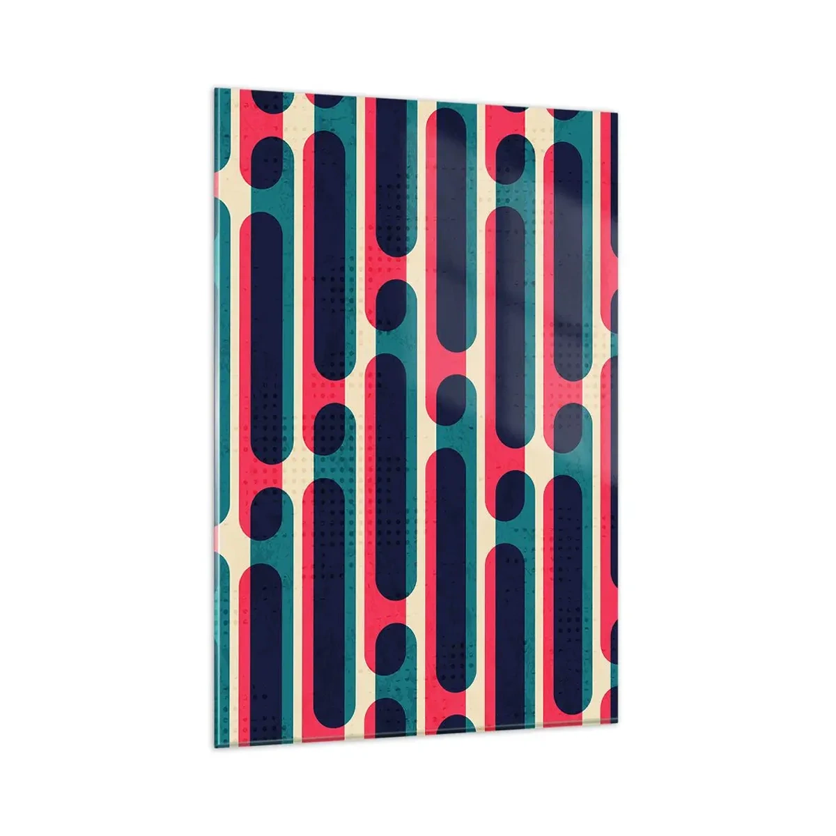 Impression sur verre - Image sur verre - Motif géométrique rétro aux couleurs pastel - 80x120cm - En profondeur et sur l'avant - Décoration murale moderne pour le salon et la chambre ARTTOR