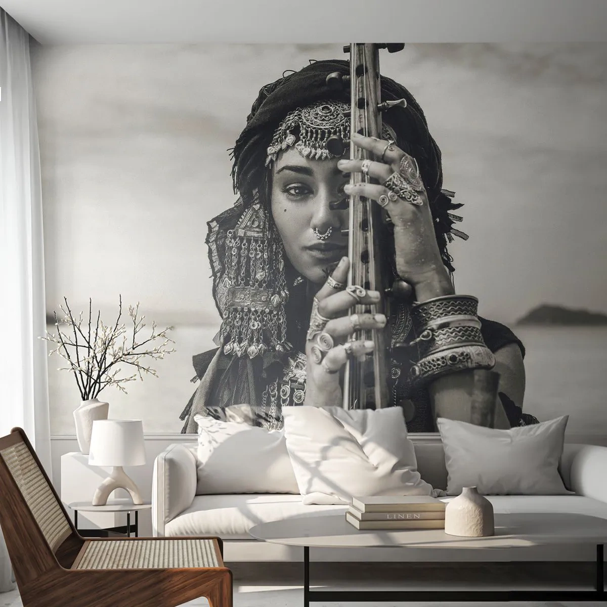 Papier Peint Photo Premium Sand - Musique de l'Orient elle-même - Femme, Bohème, Bijoux - 350x256 cm