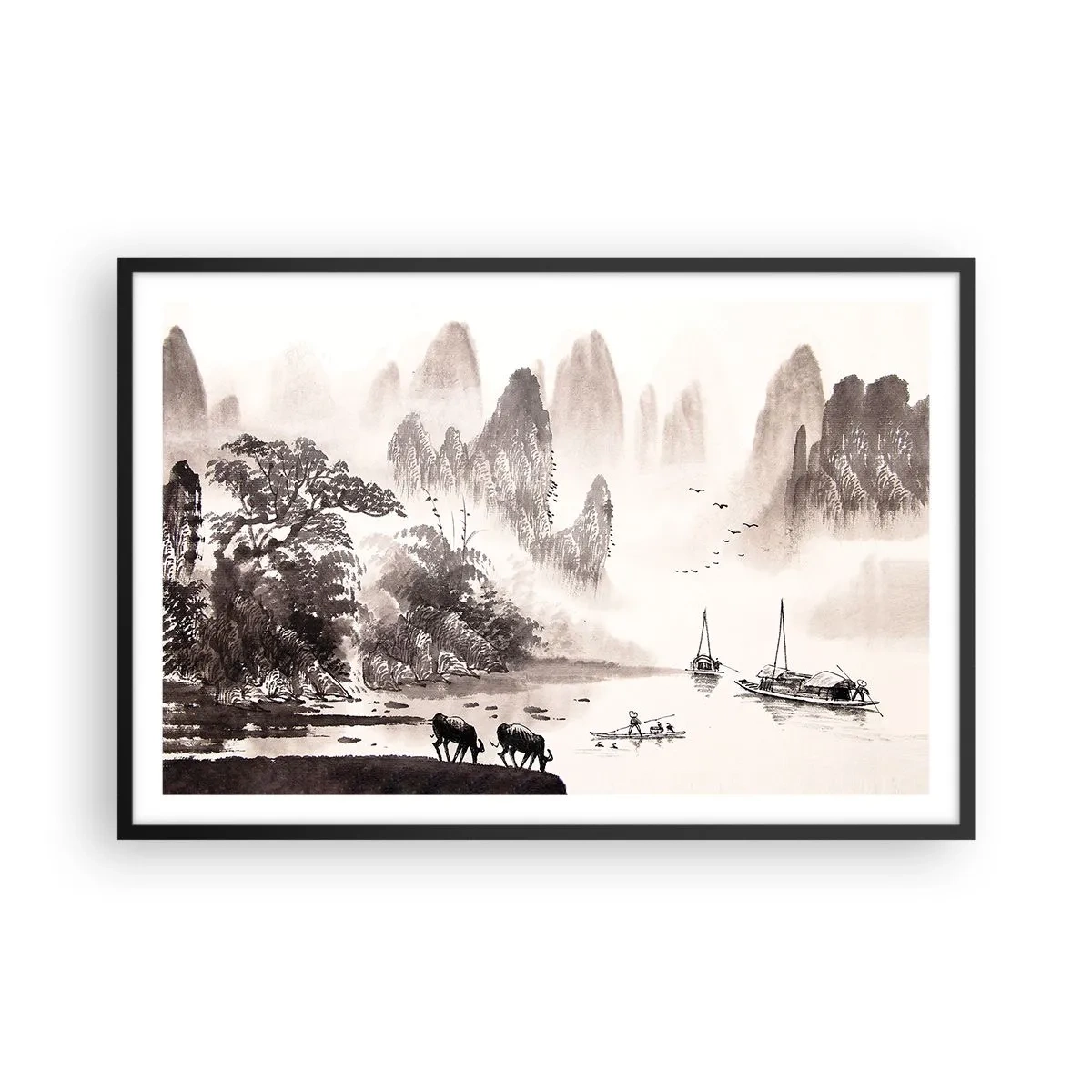 Affiche dans un cadre noir - Poster - Le quotidien exotique de l'Orient - 91x61 cm