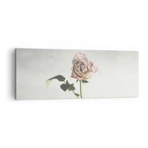 Impression sur toile - Image sur toile - Une rose délicate contre un ciel lumineux avec des oiseaux en vol - 140x50cm - Bonjour de printemps - Décoration murale moderne pour le salon et la chambre ARTTOR