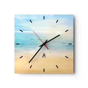 Horloge murale - Pendule murale - Une plage avec une mer turquoise et un ciel clair - 30x30cm - Le grand bleu - Décoration murale moderne pour le salon et la chambre ARTTOR