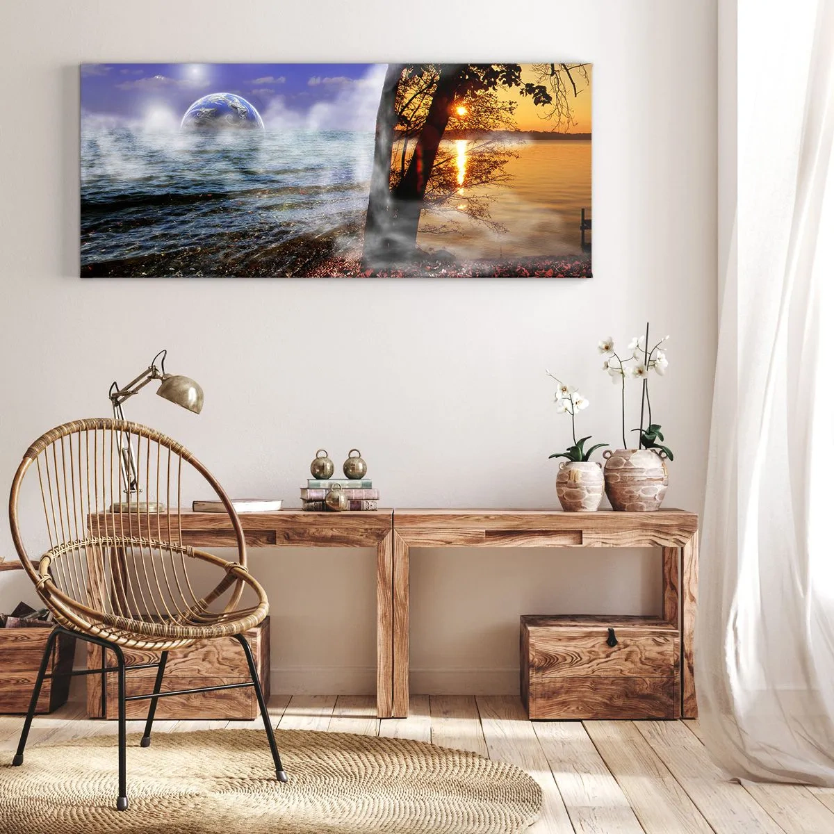 Impression sur toile - Image sur toile - Paysage surréaliste - unité de la nature - 100x40 cm