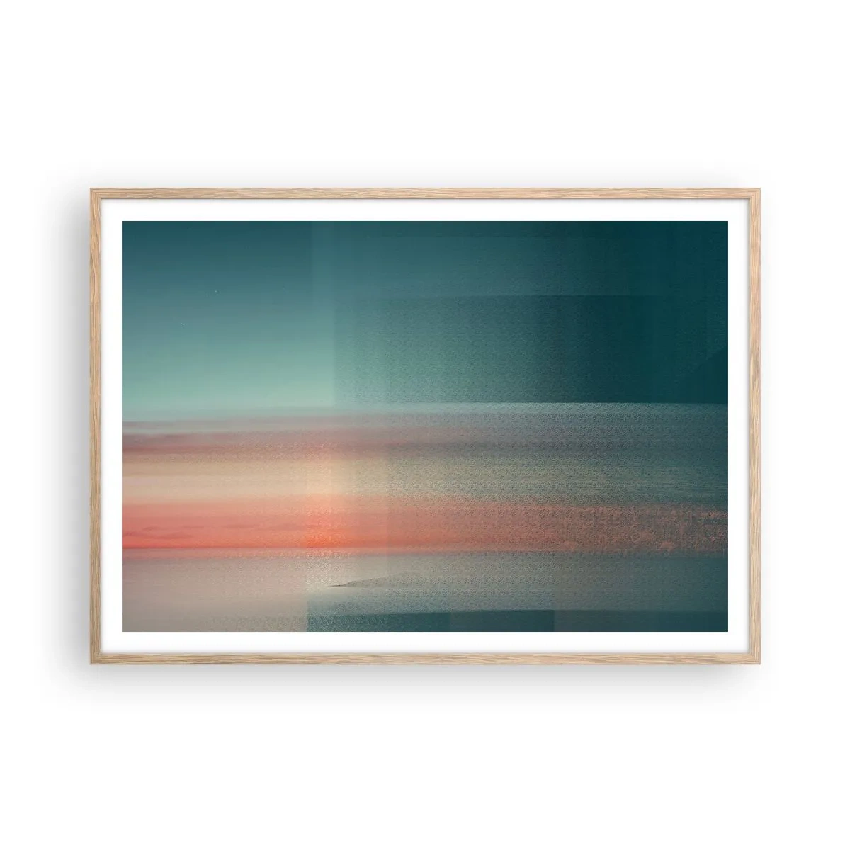 Affiche dans un chêne clair - Poster - Résumé : vagues de lumière - 100x70 cm