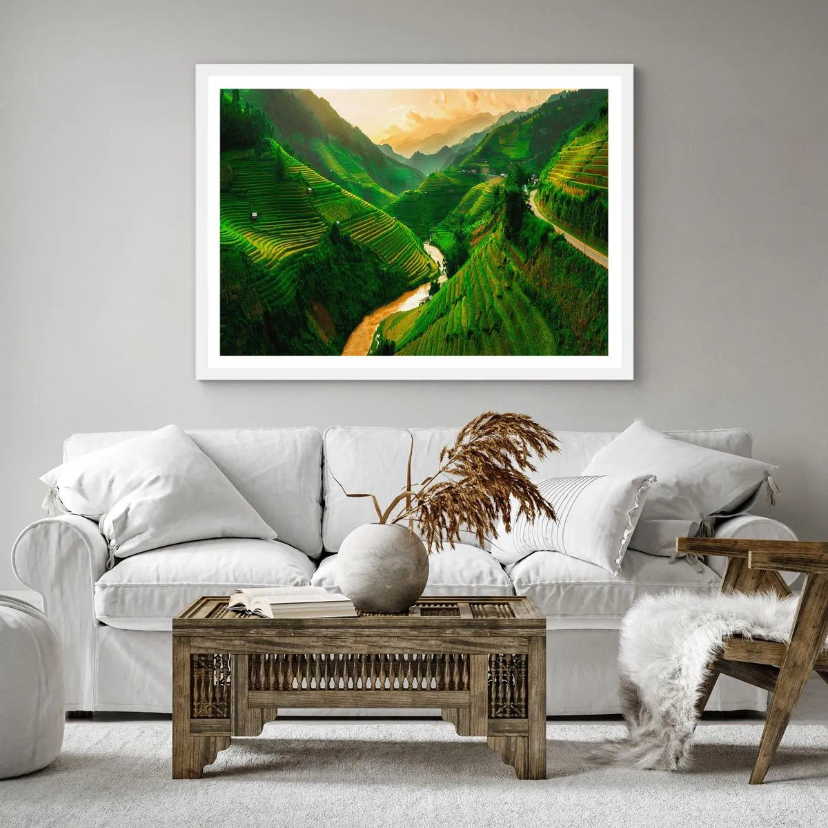 Affiche dans un cadre blanc - Poster - Vallée vietnamienne - 60x60 cm