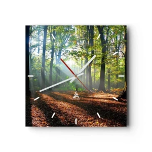 Horloge murale - Pendule murale - Une clairière forestière illuminée par les rayons du soleil - 30x30cm - Ombres et lumières - Décoration murale moderne pour le salon et la chambre ARTTOR