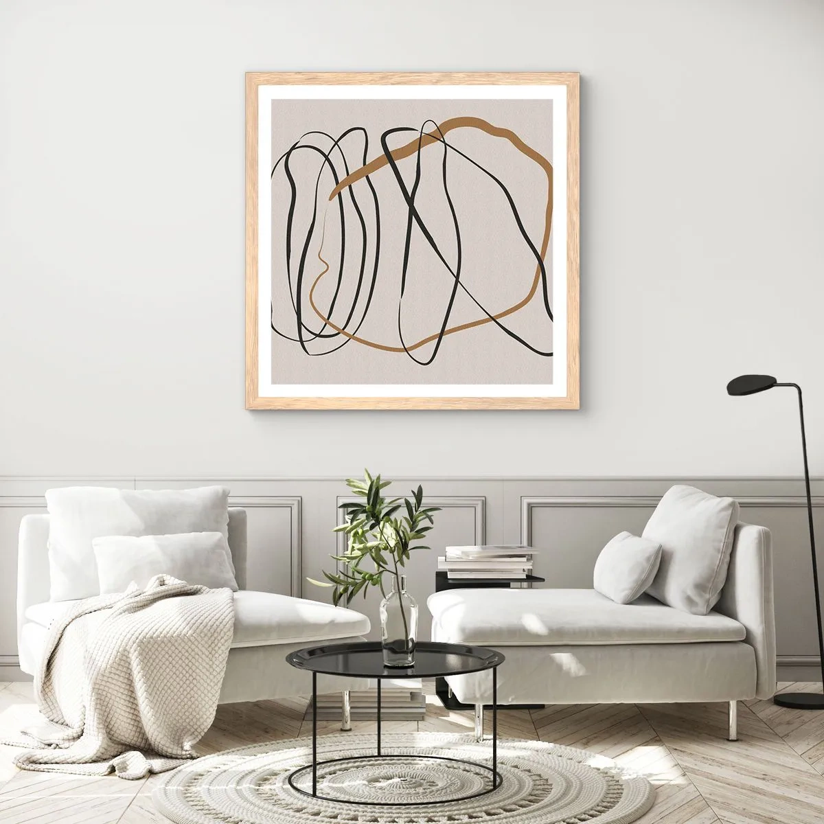 Affiche dans un chêne clair - Poster - Composition – danse en boucle - 40x40 cm