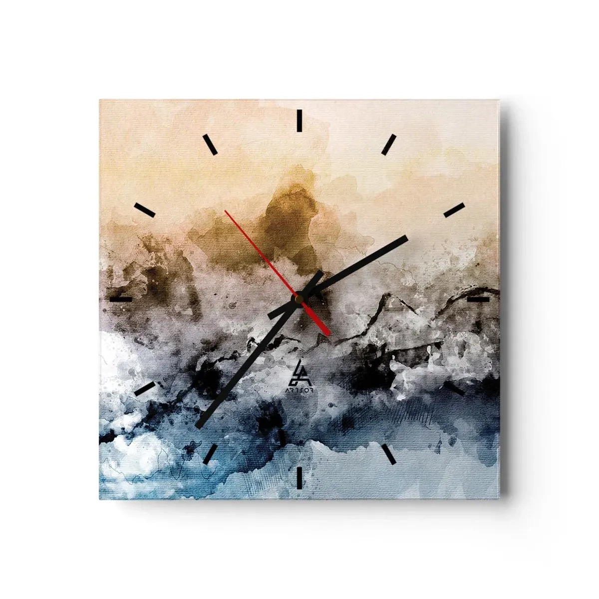Horloge murale - Pendule murale - Paysage abstrait avec brouillard et couleurs subtiles - 30x30cm - Noyé dans un nuage de brouillard - Décoration murale moderne pour le salon et la chambre ARTTOR