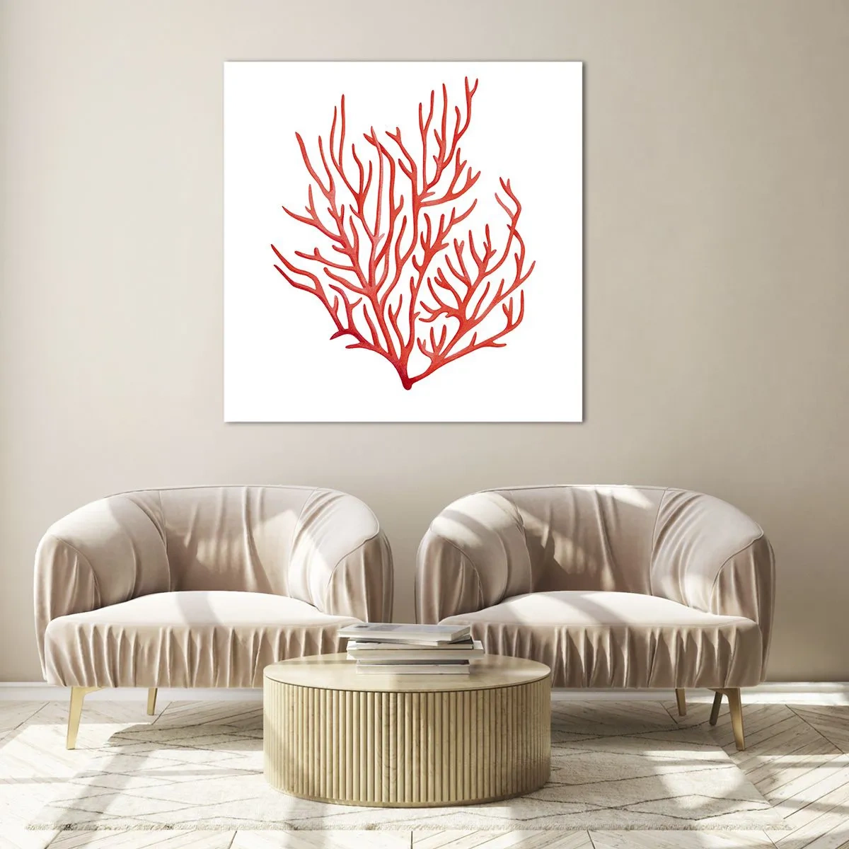 Impression sur verre - Image sur verre - Filigrane de corail - 60x60 cm