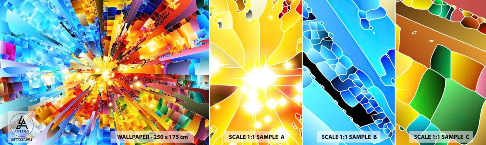 Échantillon de Papier Peint Autocollant Deluxe Sticker - In medias res - Abstraction, Morceau, 3D - 100x30 cm