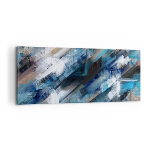 Impression sur toile - Image sur toile - Composition abstraite avec des lignes diagonales bleues - 120x50cm - Diagonale de bleus - Décoration murale moderne pour le salon et la chambre ARTTOR