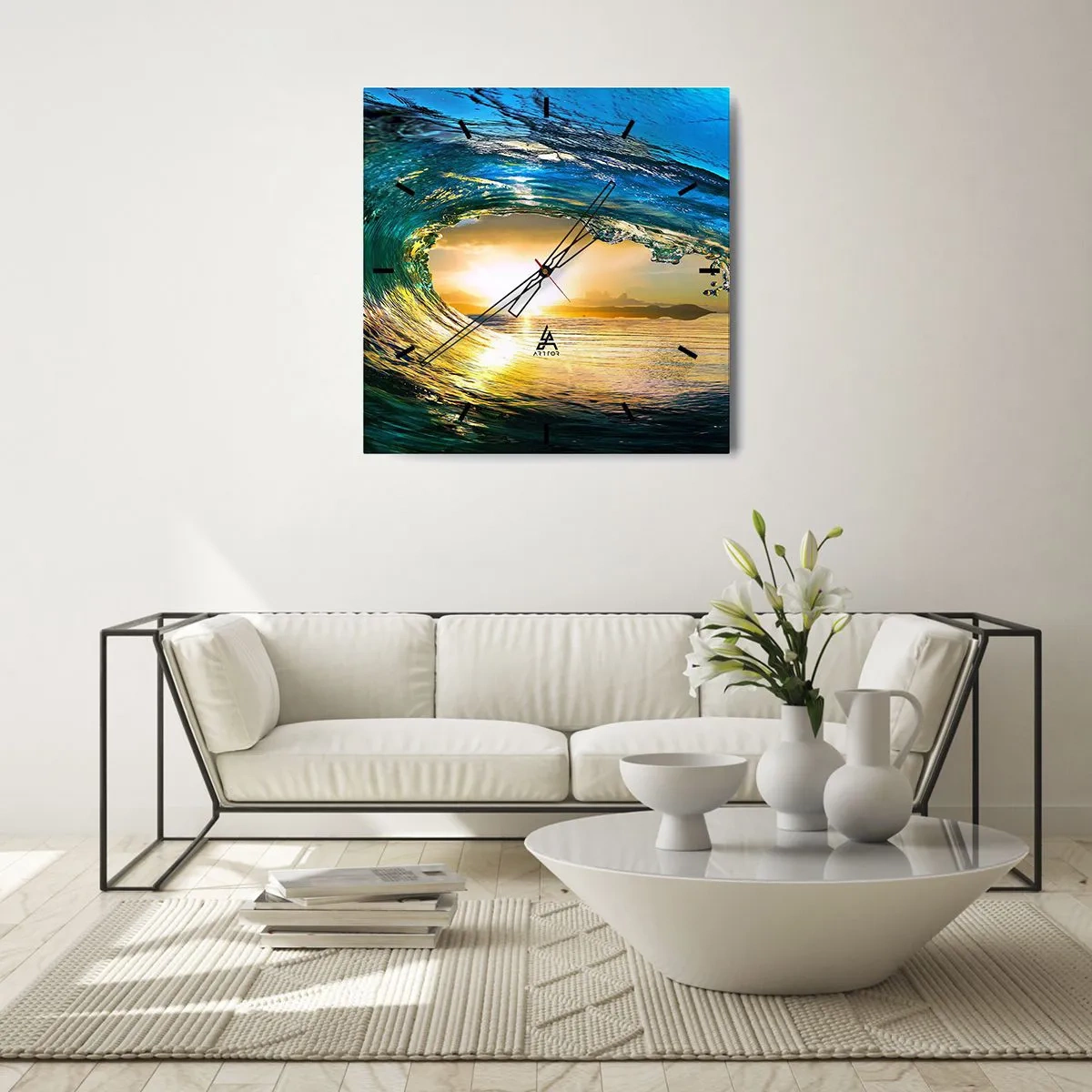 Horloge murale - Pendule murale - Dans un éclat émeraude-or - 30x30 cm