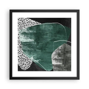 Affiche dans un cadre noir - Poster - Abstraction colorée avec feuille d'or - 40x40 cm