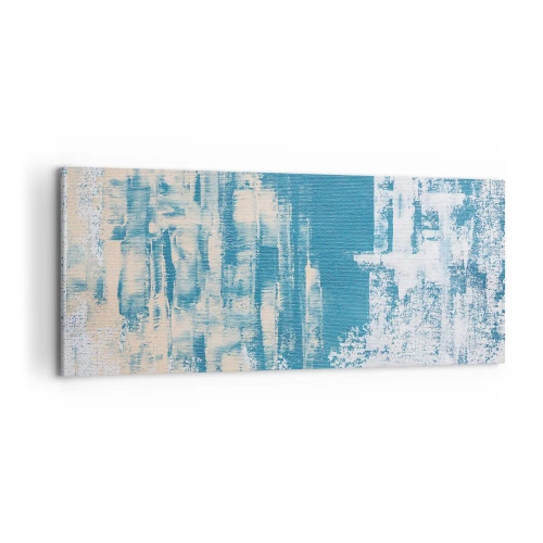 Impression sur toile - Image sur toile - Composition abstraite dans les tons de bleu et de blanc - 120x50cm - À travers un iceberg - Décoration murale moderne pour le salon et la chambre ARTTOR