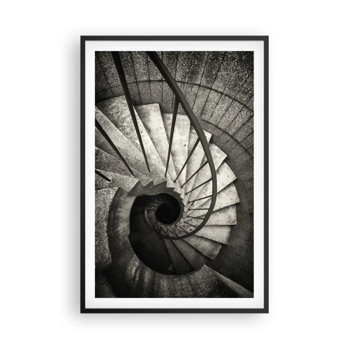 Affiche dans un cadre noir - Poster - En haut des escaliers, en bas des escaliers - 61x91 cm