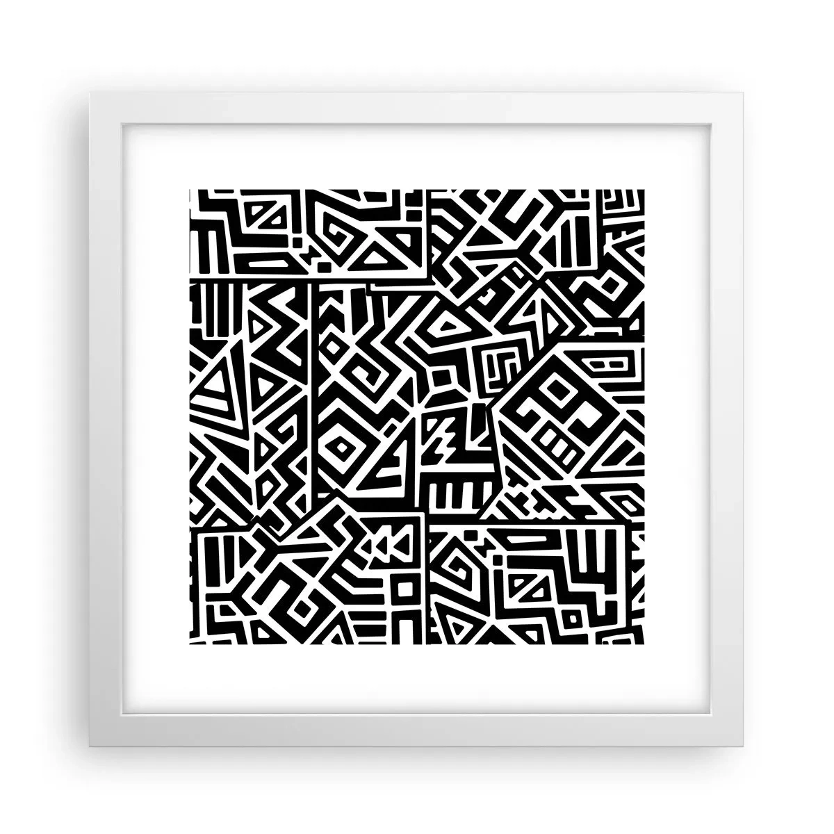 Affiche dans un cadre blanc - Poster - Composition précolombienne - 30x30 cm