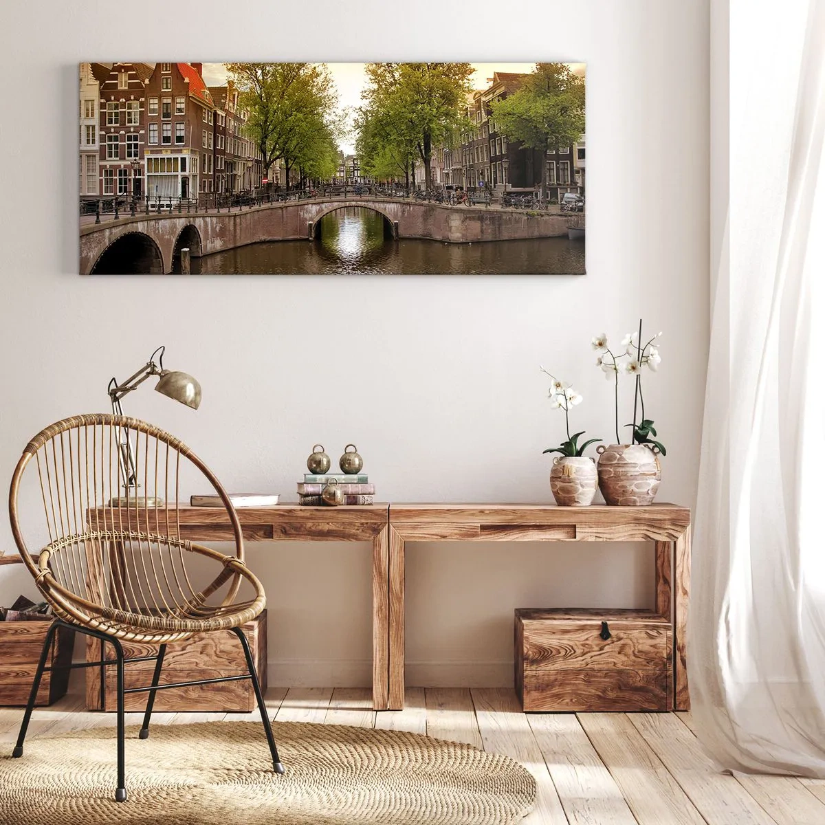 Impression sur toile - Image sur toile - En bateau ou à vélo ? - 100x40 cm