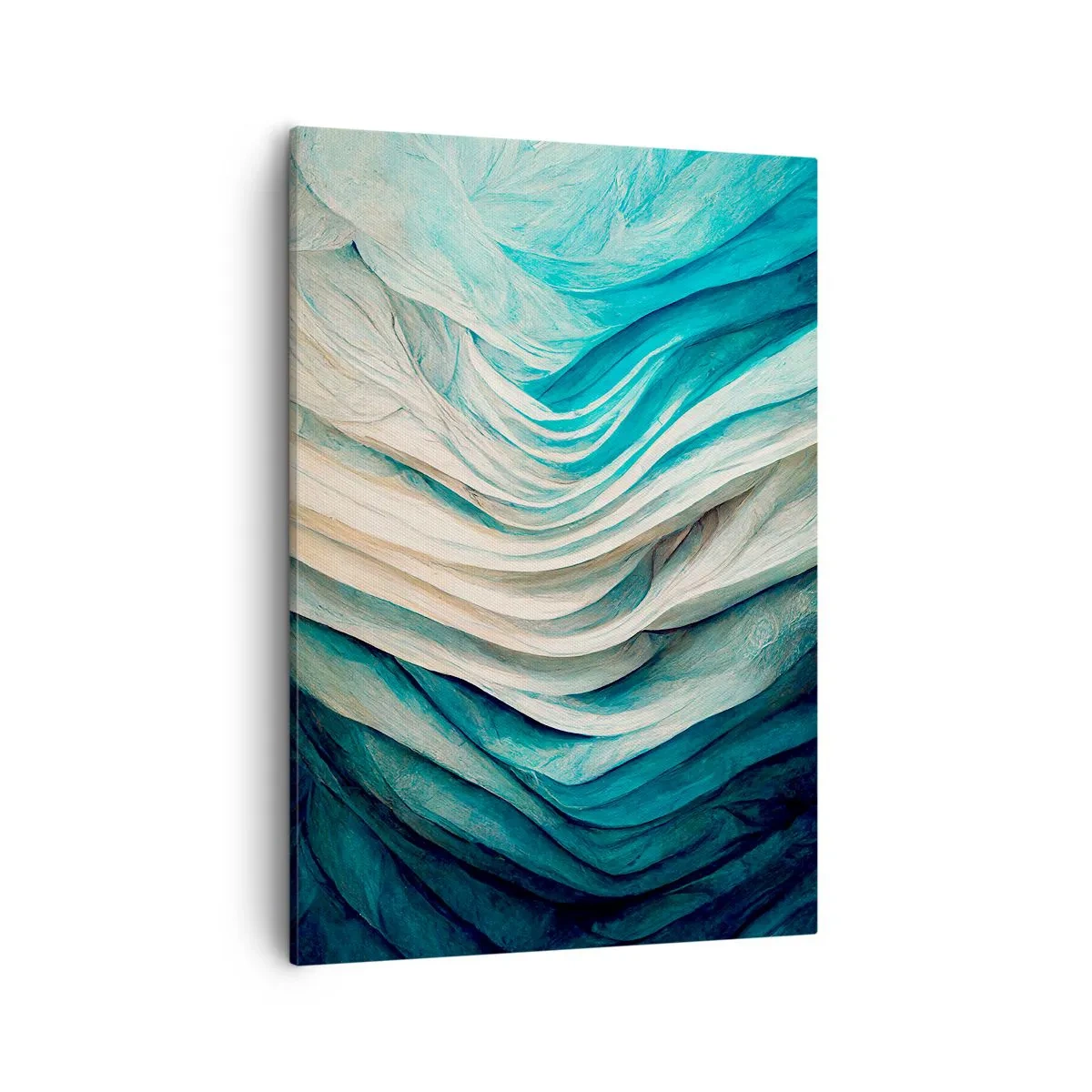 Impression sur toile - Image sur toile - Ondes dynamiques dans des tons de bleu et de blanc - 50x70cm - Insatiabilité bleue - Décoration murale moderne pour le salon et la chambre ARTTOR