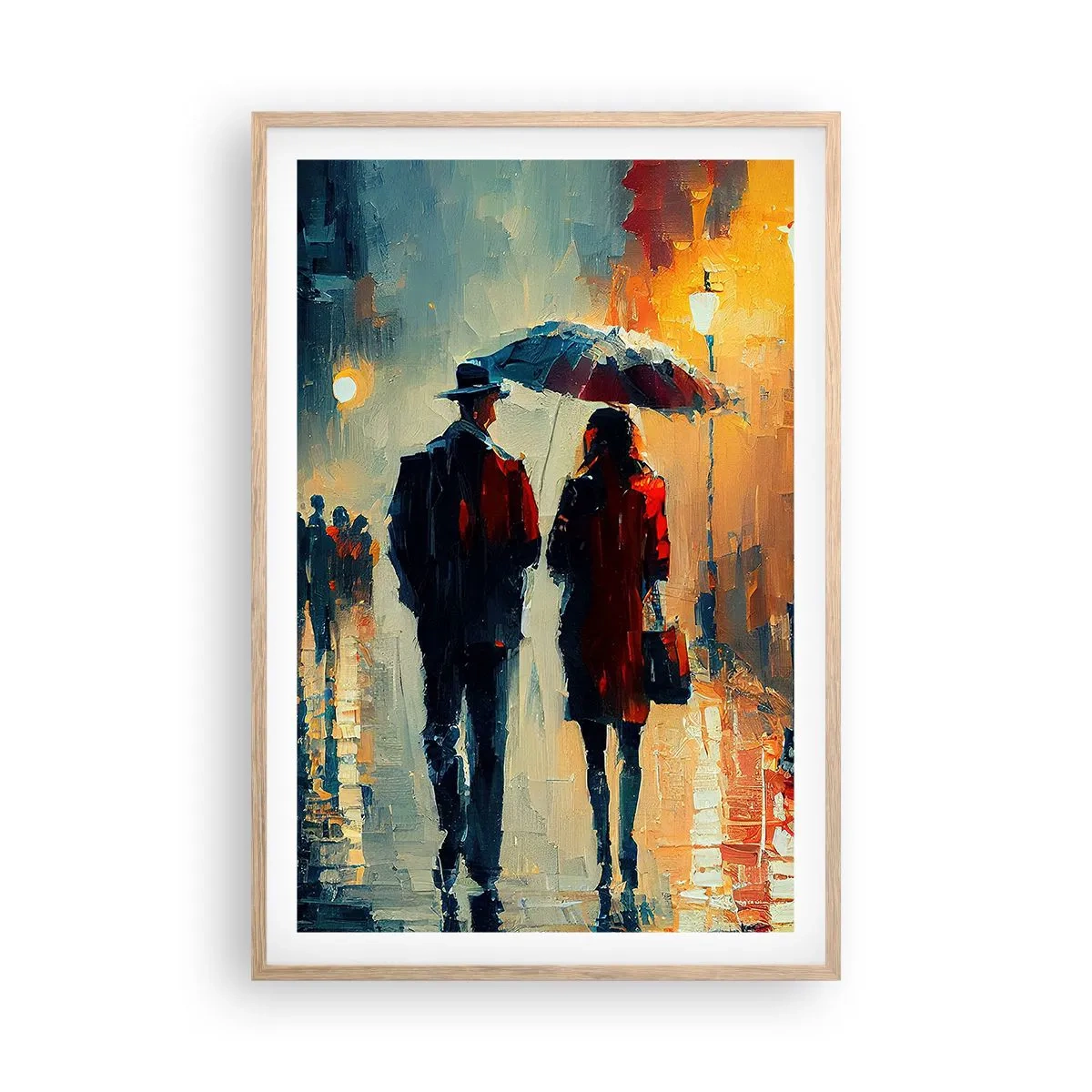 Affiche dans un chêne clair - Poster - Histoire d'amour urbaine - 61x91 cm