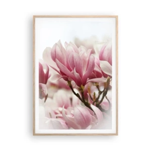 Affiche dans un chêne clair - Poster - Fleurs de printemps - 70x100 cm