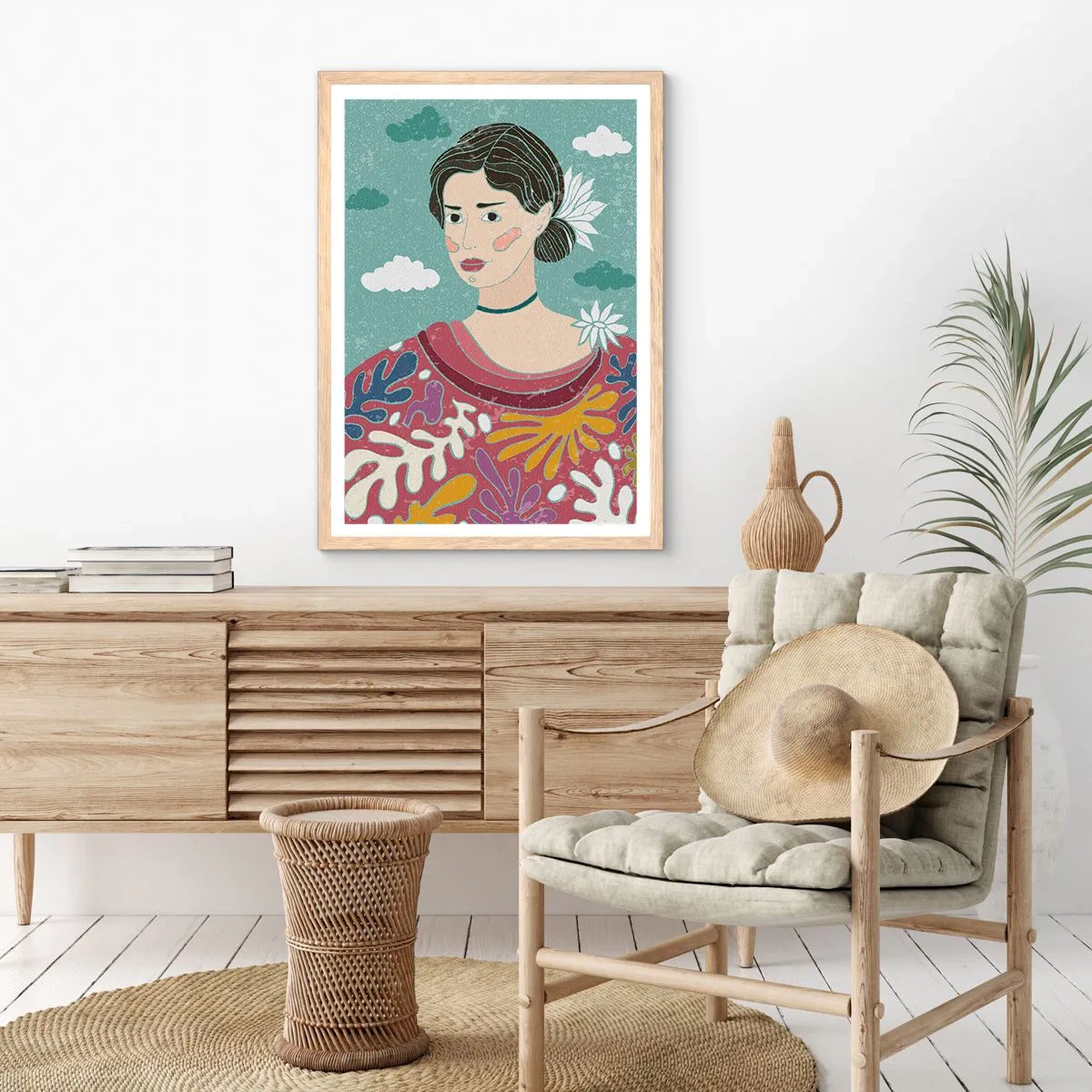 Affiche dans un chêne clair - Poster - Avec de la mélancolie dans les yeux - 50x70 cm